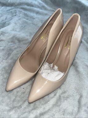 Glaze Nude Patent Pointed-Toe Pumps